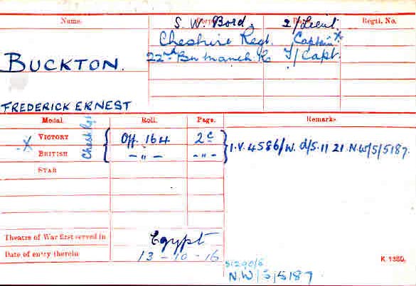 buckton medal card