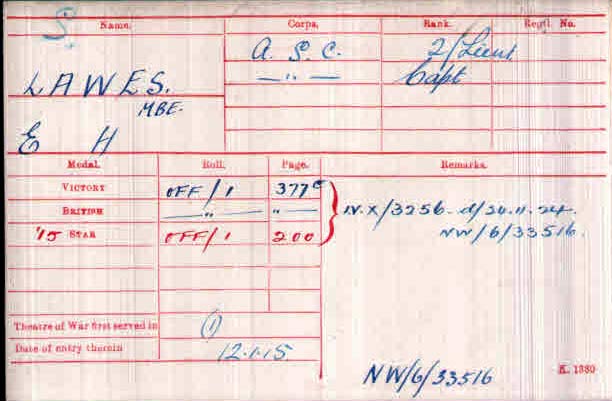 medal card lawes