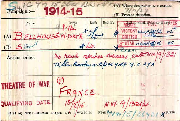 bellhouse medal card
