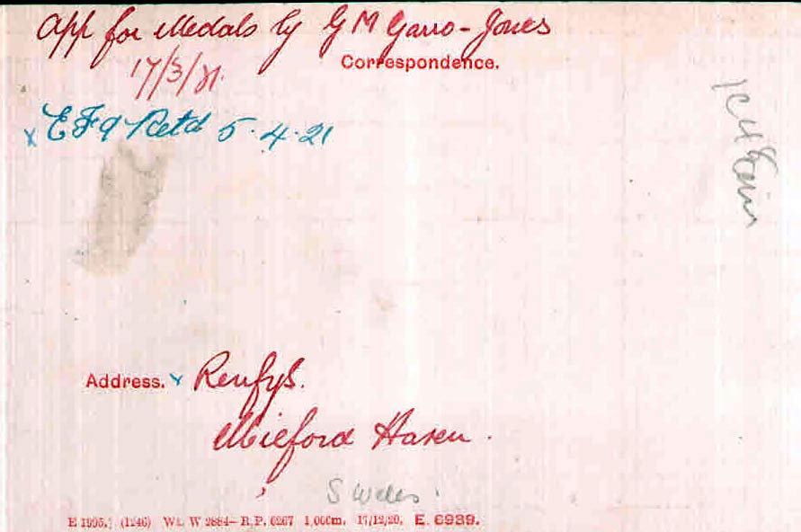 garro-jones medal card