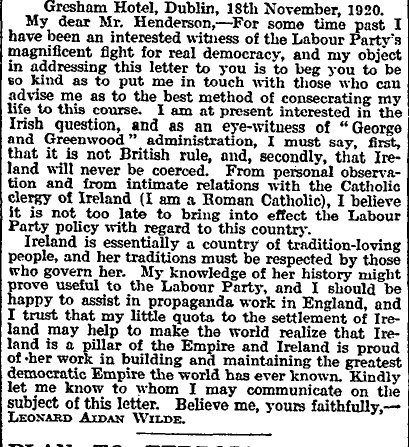 Wilde's letter to the Times