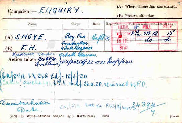 medal card Harper shove